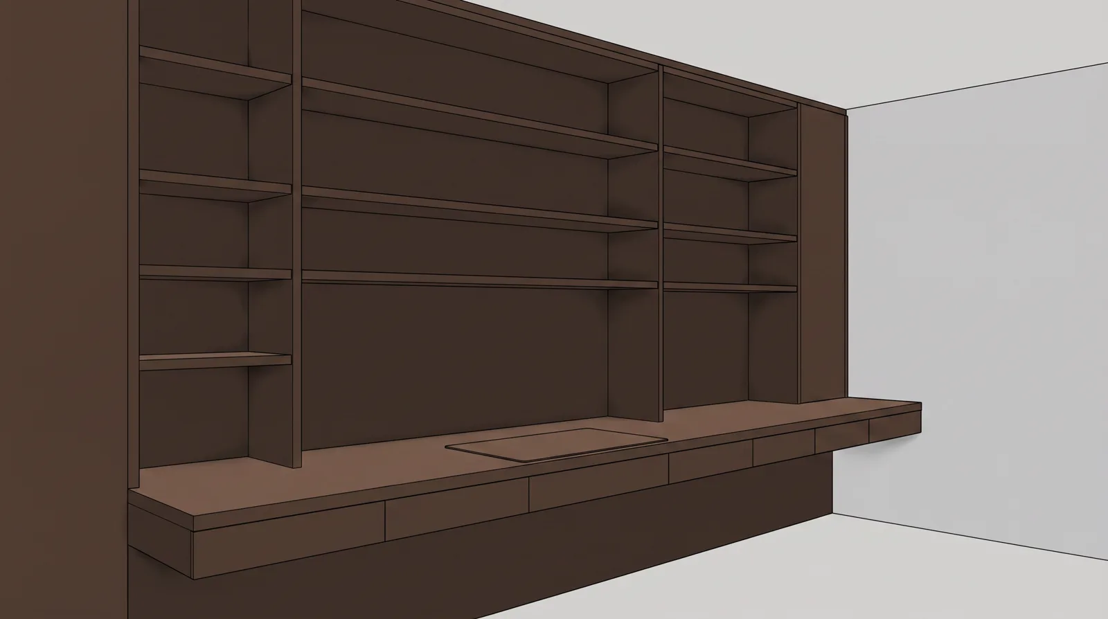 Projekt 3D gabinetu — widok z programu projektowego